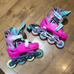 NEON Kids Adjustable Inline Skates - Pink and Teal 12-2 Size